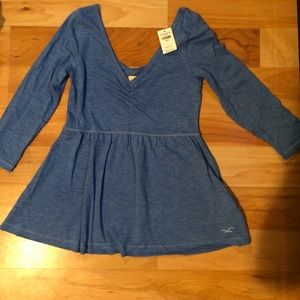 Blue babydoll Hollister top